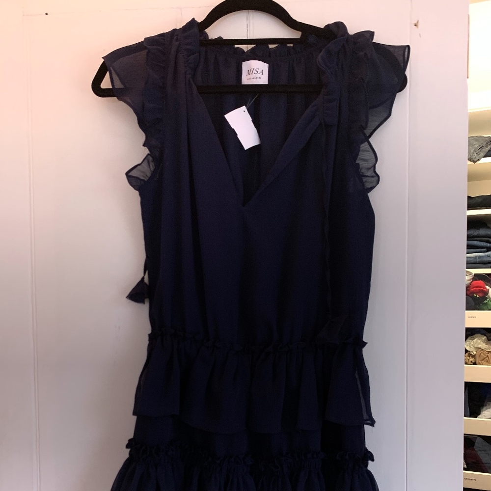 Misa Navy Blue dress never worn, tags on